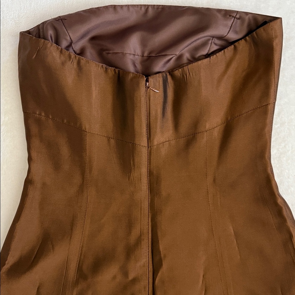 {VTG} Vera Wang | Strapless Bronze Taffetta Dress (6) - Picture 11 of 16